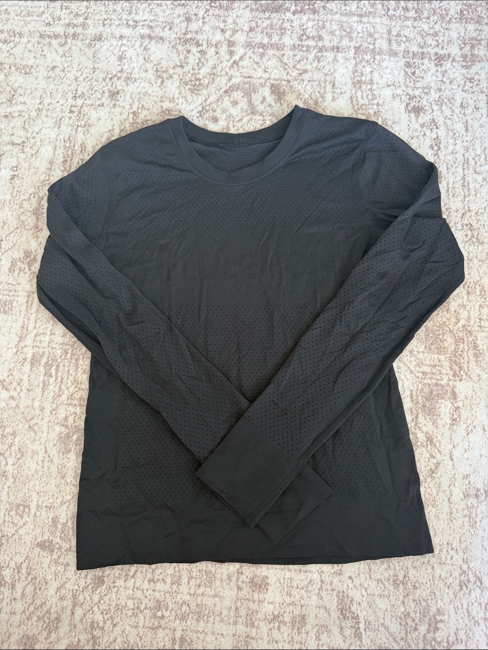 Lululemon Women’s Black Long-Sleeve Perforated Crew Neck Shirt